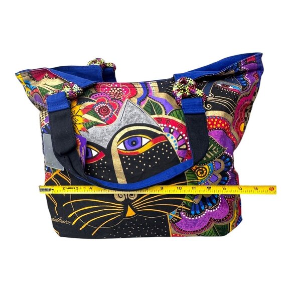 Laurel Burch Colorful Black Cat Shoulder Purse Pocketbook Canvas Tote Bag NEW - Picture 4 of 16